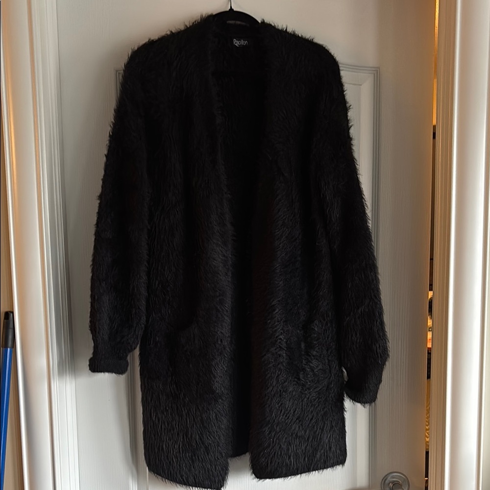 Black Fuzzy Open Cardigan